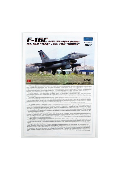 Hobbytime 069 1/72 Ölçek, F-16c B-50 Savaşan Şahin, Tunç 151. Filo Ve Kobra 191.filo, Savaş Uçağı Plastik Model Kiti-59153