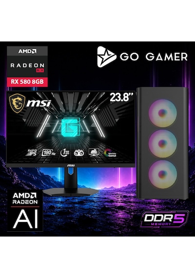 Go Gamer AE353D R7-7700 16 GB 1 TB SSD RX580 8 GB 24" Free Dos Oem Paket Masaüstü Oyuncu Bilgisayarı