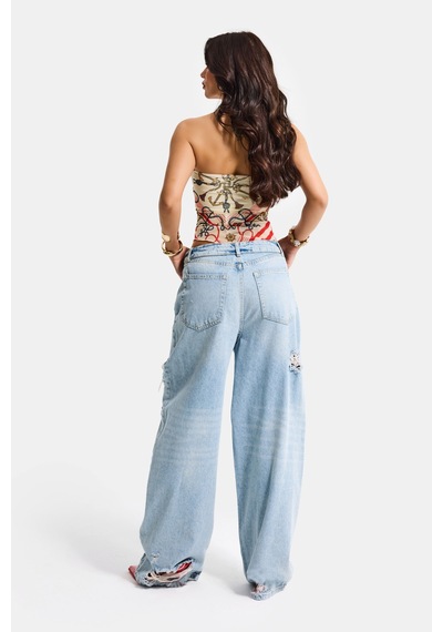 Itsbasic Kadın Kot Rengi 4s6-32 Straight Fit Kemer Detaylı Özel Tasarım Denim Jean