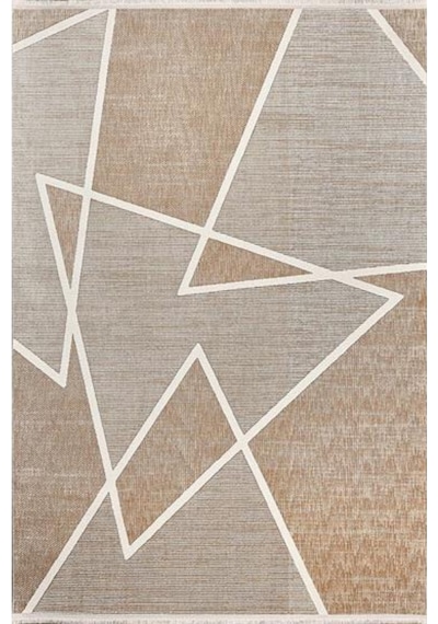 Gümüşsuy Adara 18352 J10 Bej Geometrik Desenli Modern Antitoz Halı