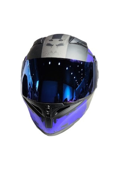 Renkli Cam + Jk 902 Çene Açılır Güneş Vizörlü Kask Mat Mavi