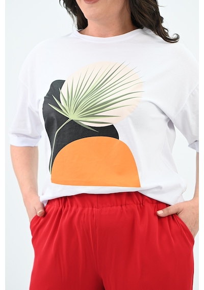 Kadın Büyük Beden Baskı Detaylı T-shirt Takım 8105-24 001