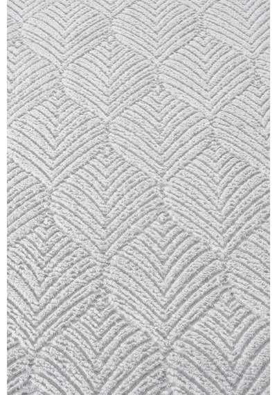 Raschel Carpet Premium Yıkanabilir Leke Tutmaz Yaprak Emboss Açık Gri Mutfak Halısı Özel Seri Kaymaz Taban Halı Açık Gri