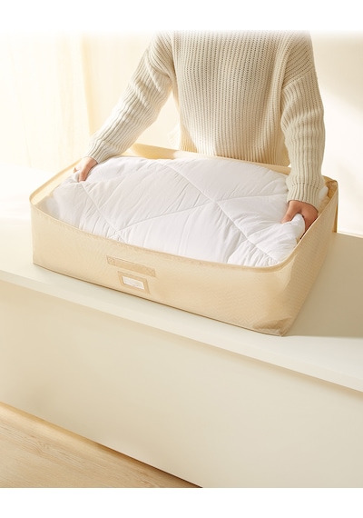 Ocean Home Textile 3'lü Mega Boy Bej Balıksırtı Baza Altı Hurç Set 74 x 46 x 22 cm