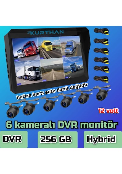 6 Kanal 10'' Hybrid Dvr Monitör Ve 6 Adet Kelebek Kamera Set 12 V