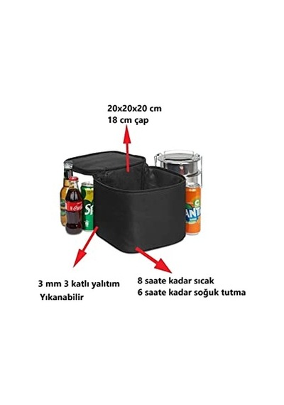 Termal Çanta Soğuk Ve Sıcak Tutucu Termal Termos Kamp Çanta Soğuk İçecek Çantası Kamp Termos Çanta 8 Litre Siyah Açık Bej
