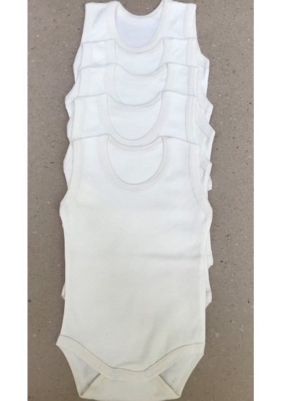 Baby Özdemirlitekstil Bebelino Çıtçıtlı Askılı Badi (5 Li Paket) Krem
