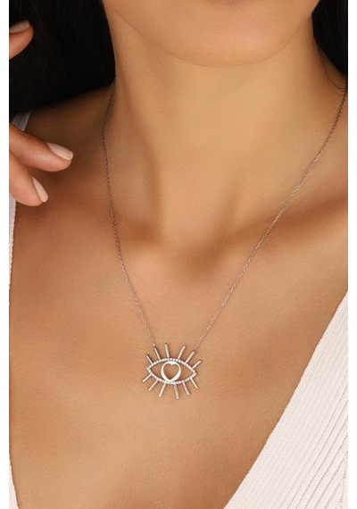 Taşsız Ra Gözü Gümüş Kolye Rose Gold