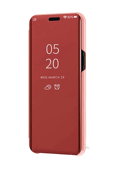 Huawei Y7 Prime 2019 Uyumlu Aynalı Kapaklı Lüx Kılıf Rose Gold