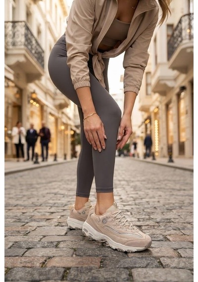 Fort 07387 Rahat Kalın Taban Sneaker Kadın Ayakkabı Bej