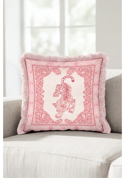 Egzotik Kaplan Motifli Şatafatlı Saçaklı Yastık Kılıfı-saray Boho Krem Pembe Püsküllü Kırlent Kılıfı Gizli Esinti Aura Egzotik Kaplan Motifli Şatafatlı Saçaklı Yastık Kılıfı-saray Boho Krem Pembe Püsküllü Kırlent Kılıfı Gizli Esinti Aura