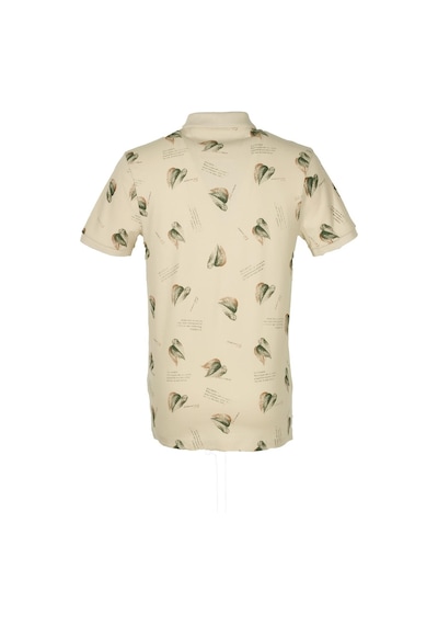 Erkek Bej Slim Fit Polo Yaka Baskılı Tshirt 1202-bej Bej