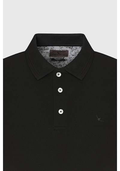 AC&Co / Altınyıldız Classics Erkek Slim Fit Dar Kesim Polo Yaka %100 Pamuk Kısa Kollu Tişört Siyah