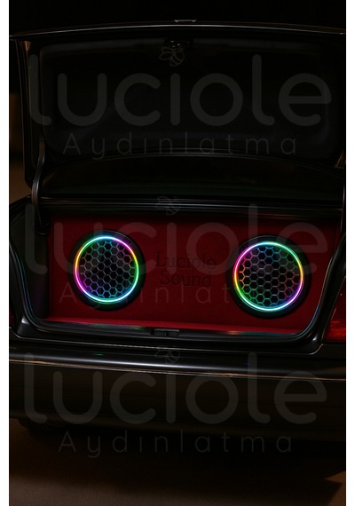 Onerous 2 Adet 16 Cm Argb Led Hoparlör Kapağı, Müzik Kontrollü Çok Renkli