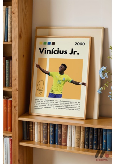 Vinicius Jr Futbol Posteri, Ahşap Çerçeveli Duvar Tablosu - Spor Severlere Hediye