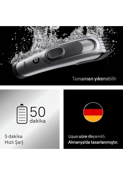 Braun Saç Kesme Makinesi Series 7, +5 Aksesuar, Ömür Boyu Keskin Bıçak, 17 Uzunluk, Hc7590