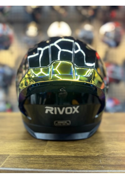 R1 Parlak Siyah Revo Gold Vizörlü Kapalı Kask Güneş Vizörlü