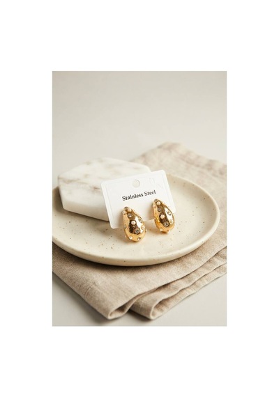 316l Çelik Gold Renk Taşlı Damla Model Küpe Tj-bkp12028 Evimdeyokyok