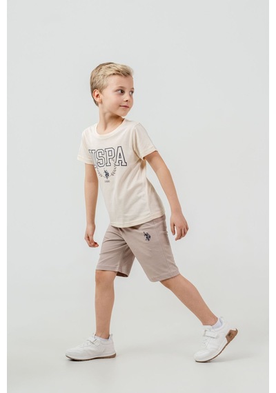 U.S. Polo Assn. Erkek Çocuk Krem Bermuda Takım Us2471-c-v2