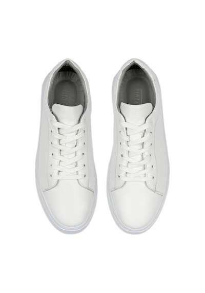 Beyaz Casual Bağcıklı Deri Sneakers Beyaz