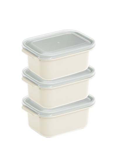 Dörtgen Plastik 3'lü Saklama Kabı 500 Ml Şeffaf Kapak Çok Renkli