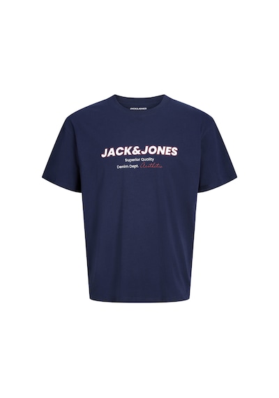 Jack & Jones Erkek Gögüs Baskili Relaxed Fit Bisiklet Yaka Tisört - Abbo - 12298470 Lacivert