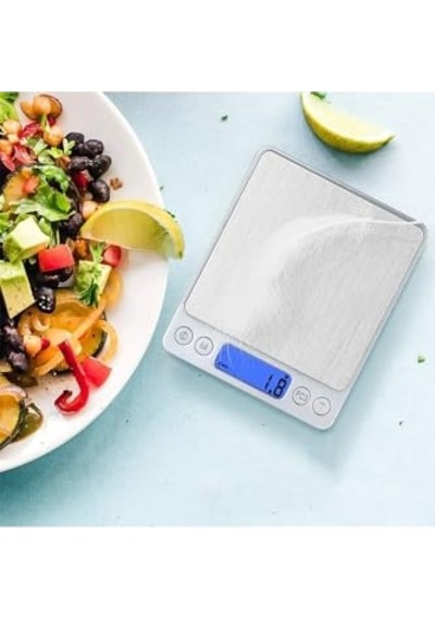 Dijital Mutfak Hassas Tartı, 3 Kg Kapasite, 0.1 Gr Hassasiyet, Lcd Ekran, Mutfak Ve Kuyumcu Terazisi Çok Renkli