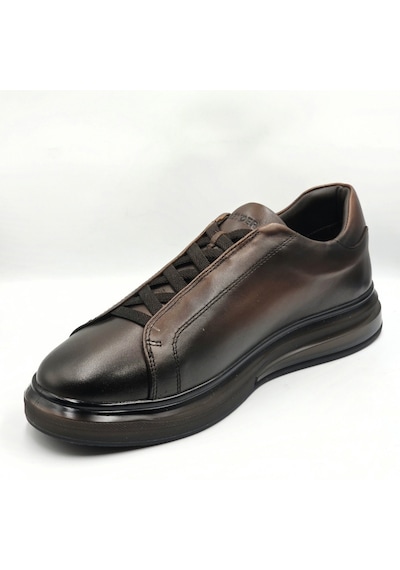 Greyder 64726 Kahve Hakiki Deri Slip-on Bağcıklı Erkek Deri Sneaker Ayakkabı