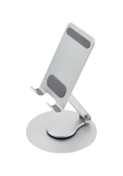 360 Döner Telefon Tablet Standı İpad, İphone, Android Ve Tüm Cihazlarla Uyumlu Ayarlanabilir Masaüstü Tutucu Yüksek Stabilite, Çok Açılı Görüntüleme Gümüş