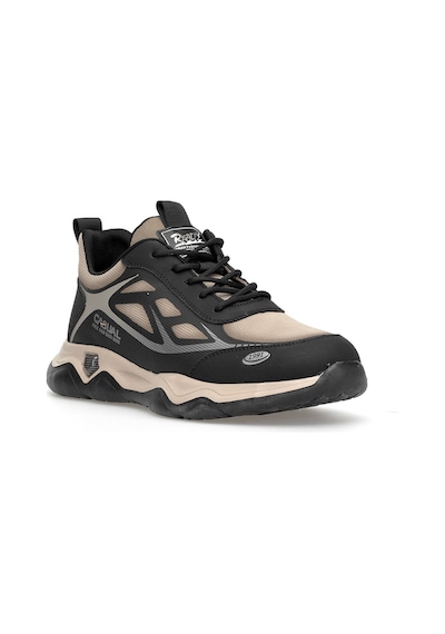 Voyager E087t Erkek Deri-tekstil Klasik Sneaker Siyah - Bej