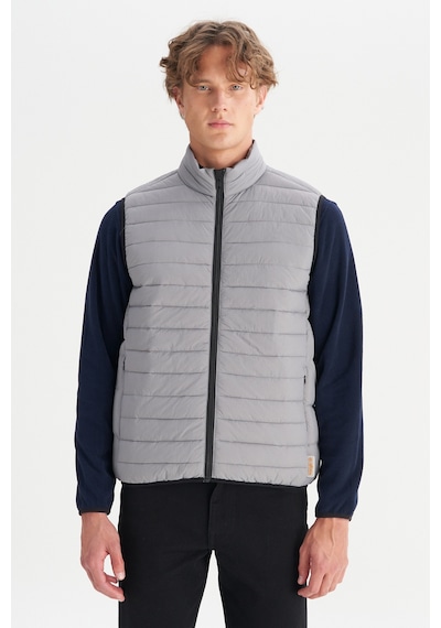 Wrangler Regular Fit Dik Yaka Şişme Yelek Erkek Yelek W2520511 035 Gri