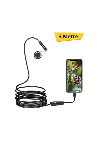 Zvnm 3 Metre Yılan Kamera - Android Destekli - Led Işıklı - Ip67 Su Geçirmez Zcv12