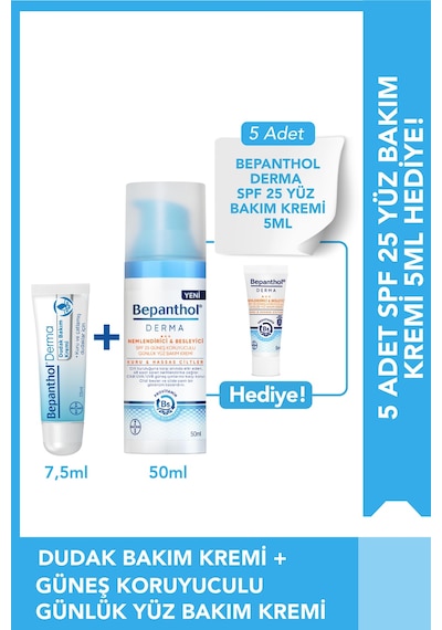 Bepanthol Yüz Bakım Kremi Spf 50ml + Dudak Kremi 7.5ml + Spf Mini Yüz Kremi