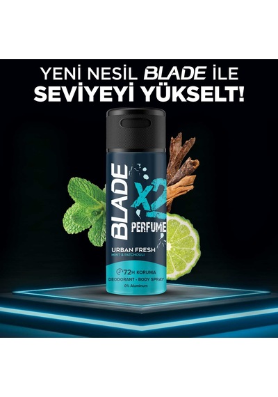Blade X2 Perfume Urban Fresh Erkek Deodorant Body Spray 2x150 Ml Leke Bırakmaz %0 Alüminyum 67635547