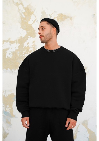Siyah Cozy Basic Oversize Sweat Siyah