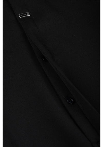 Deepsea Siyah Slim Fit Likralı Kolay Ütülenebilir Gizli Düğmeli Erkek Gömlek 2602614