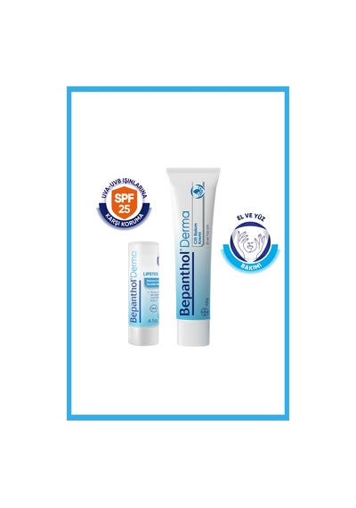 Bepanthol Derma Cilt Bakım Kremi 100 G + Lipstick Güneş Koruyucu Dudak Bakım Kremi 4.5 ML + Bel Çantası