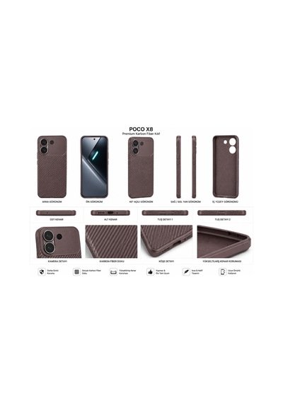 Xiaomi Poco X8 Pro Kılıf Karbon Silikon Case Siyah