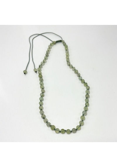 Yıldız Doğal Taş Prehnit Doğal Taş 6 MM Makrome Kolye 45 CM - 55 CM Ayarlanabilir Yeşil