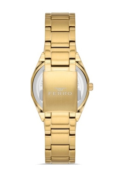 Ferro Fl40134a-b Quartz Çelik Altın Rengi 30 Mm Kadın Kol Saati Altın