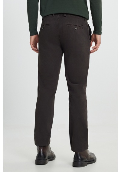 AC&Co / Altınyıldız Classics Erkek Kahverengı Slim Fit Dar Kesim Pamuklu Esnek Armürlü Yan Cep Pantolon Kahverengı Kahverengi