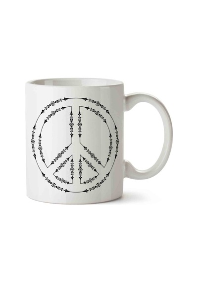 Barış Peace Baskılı Kupa Bardak Beyaz
