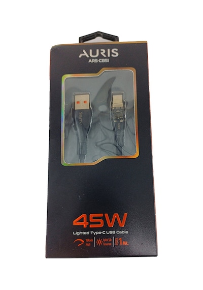 Auris Ars-cb51 45w Usb Apple iPhone Uyumlu Kablo Şeffaf Işıklı