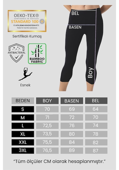 Nt Underwear Kadın Bambu Kapri Tayt Hafif, Rahat, Terletmeyen Siyah