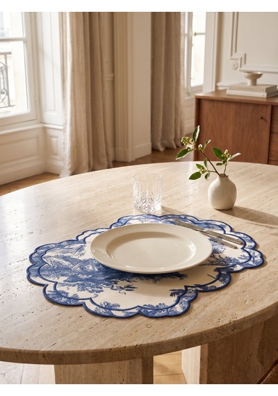 Toile Azure Embroidered Amerikan Servis Çok Renkli
