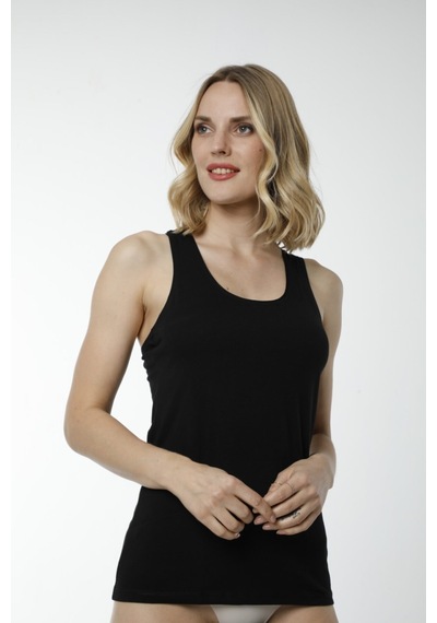 Hmd 2412 Likra Kalın Askılı Sporcu Body - Siyah Siyah