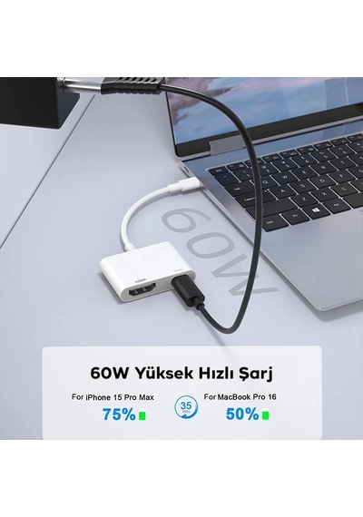 Ally İphone 15 Type-c To Type-c + Hdmı Çevirici Kablo Dijital Av Adaptörü- 5775
