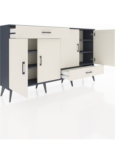 Arges Konsol 5 Raflı 2 Çekmeceli 4 Kapaklı 176x30x99 Antrasit-ayt Antrasit-aytaşı Arges Konsol 5 Raflı 2 Çekmeceli 4 Kapaklı 176x30x99 Antrasit-ayt Antrasit-aytaşı