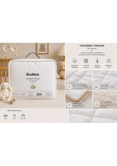 Özdilek Doğal Yün Bebek Yorgan 95x145