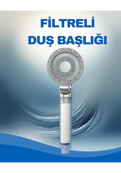 Filtreli Duş Başlığı Su Arıtmalı, Klor Ve Kireç Önleyici, Yüksek Basınçlı Krom